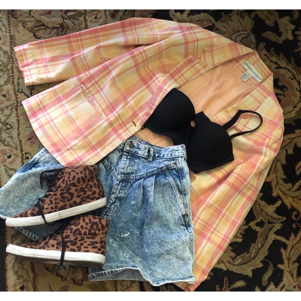 Vintage Adolfo Studio plaid blazer